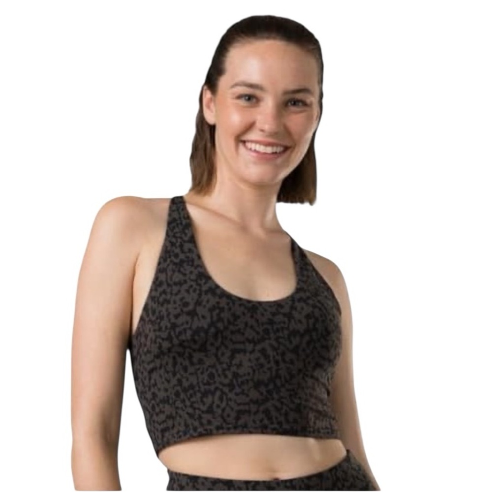 NWT Prana Women’s Chakara Crop Top in Dark Iron Wild Yoga Performance Athletic